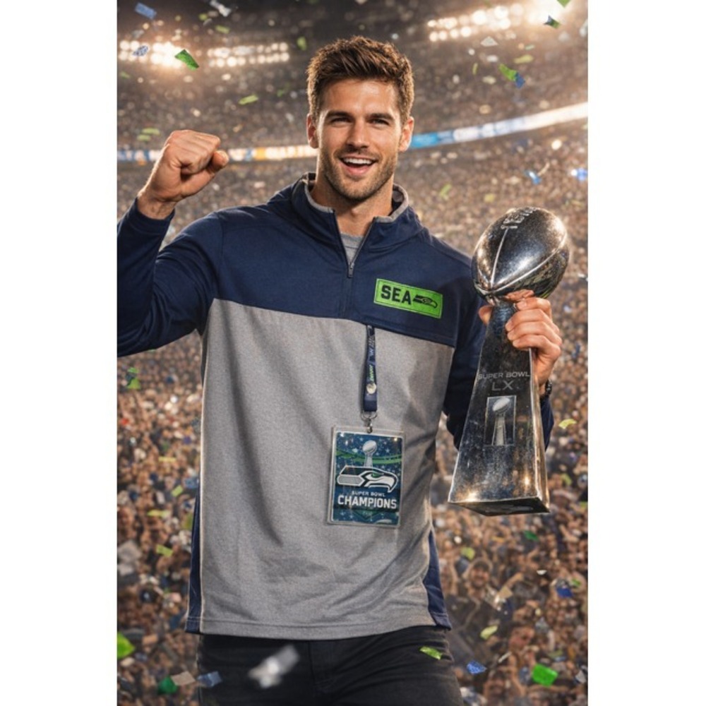 Seattle Seahawks 2026 Superbowl Champs NFL Men XL Quarter Zip Pullover Souvenir
